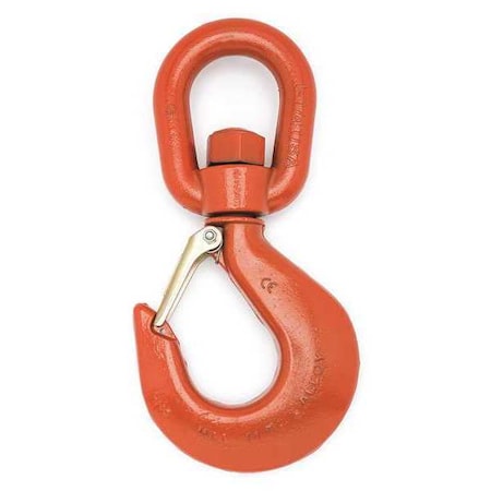 No. 11 Alloy Latched Swivel Hoist Hook, 11 Ton PL, Forged Alloy, Painted Orange