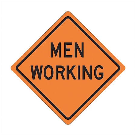Workers Ahead Traffic Sign, 36 in H, 36 in W, Vinyl, Diamond, English, 669-C/36-NRVFO-MW