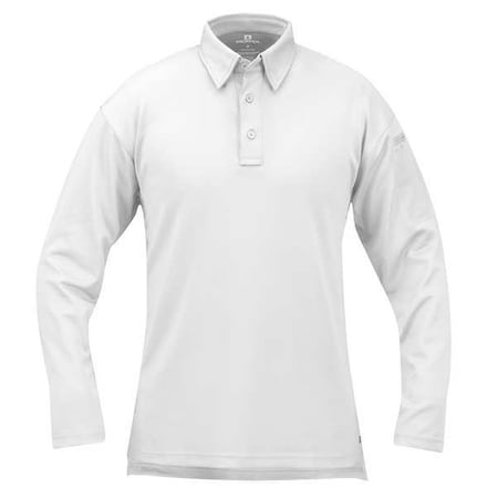 Tactical Polo Shirt, 6% Spandex, 94% Polyester, Long Sleeve Length, White
