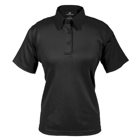 Tactical Polo Shirt, 6% Spandex, 94% Polyester, Short Sleeve Length, Black