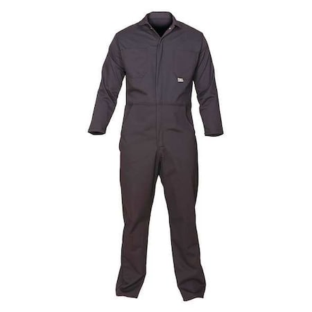 Coverall, 12.4 cal/sq cm ATPV, 2XL, 32 in Inseam, FR Cotton Blend  (88% Cotton, 12% Nylon), Zipper