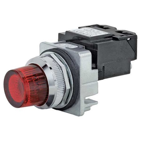 Pilot Light,LED,Full Voltage,Red,120VAC