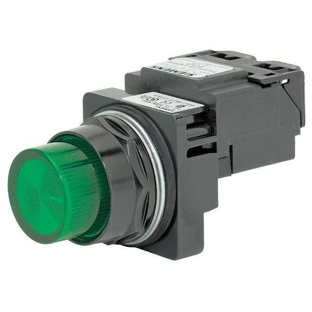 Pilot Light,LED,Full Voltage,Grn,120VAC