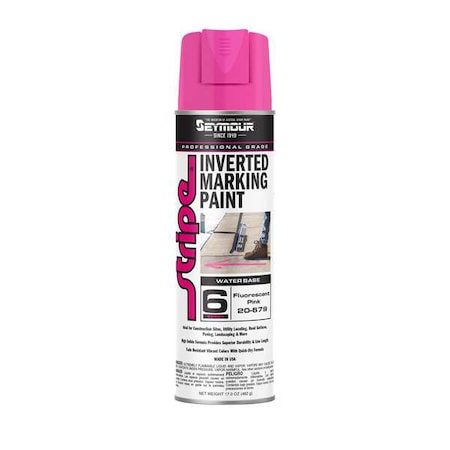 Inverted Marking Paint, 17 oz., Fluorescent Pink, Water -Based