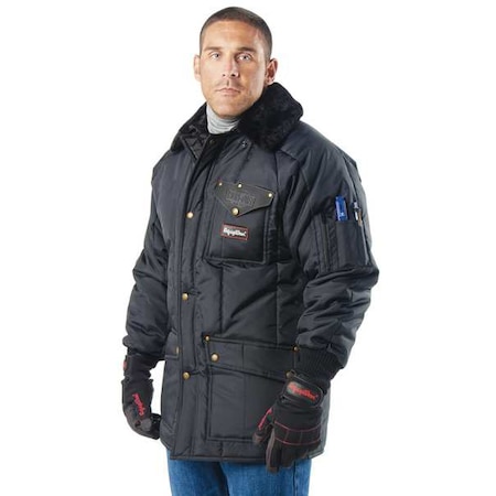 Men's Insulated Jacket, Nylon, Zipper and Snap, Navy, S