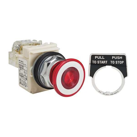 Mushroom Head Push Button, 30 mm, SPDT, Red