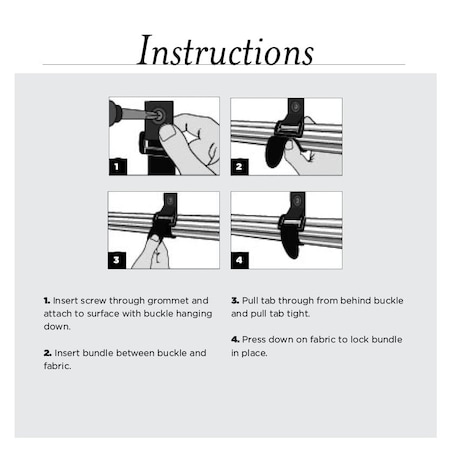 Back-to-Back Strap, No Adhesive, 5 in, 3/4 in W, Black, 5 PK