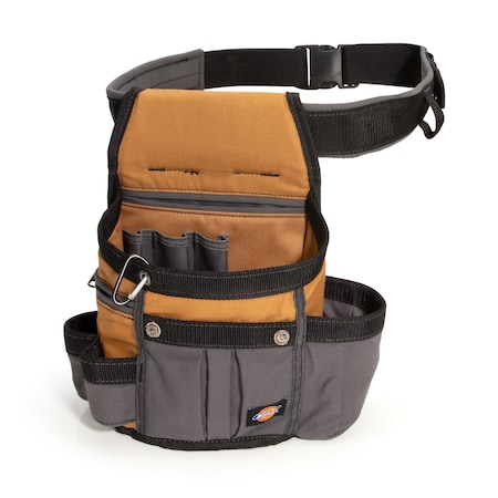 Large Utility Pouch w/Belt,8 Pocket, Gray/Tan, Canvas, 8 Pockets