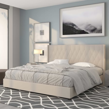 Platform Bed,Riverdale,King,Beige