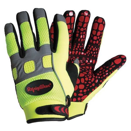 Hi-Vis Cold Protection Gloves, Synthetic Leather Palm, Fleece Lining, Lime, M ( 8 )