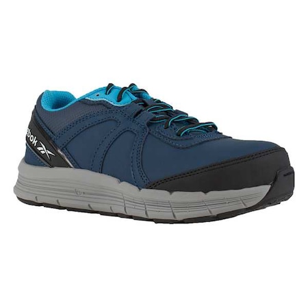 Women's Athletic Shoe, 9 1/2 Leather, Mesh Upper, Steel Toe, Low H, Light Blue/Navy, RB354