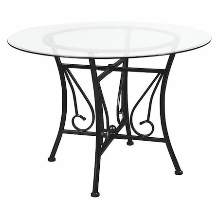 Round Table,Princeton Rnd Glass,Blck Frame,42", Glass, Clear
