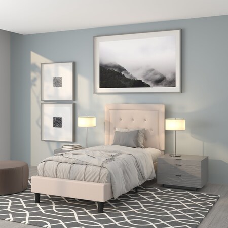 Roxbury Twin Platform Bed,Beige