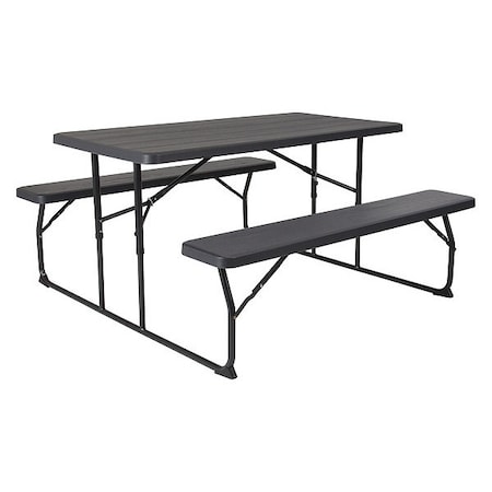 Rectangle Folding Picnic Table, Black, Metal
