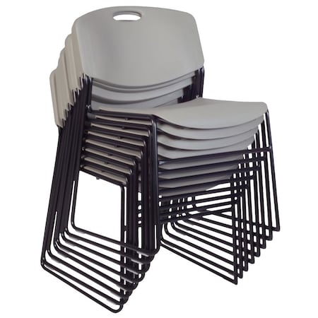 Regency Zeng Ultra Compact Metal Frame Armless Stackable Chair - Grey, PK8