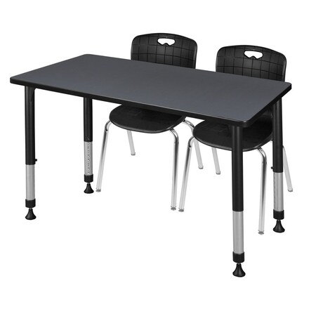 Tables > Height Adjustable > Rectangular Table & Chair Sets, 48 W, 30 L, 23-34 H, Grey