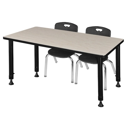 Tables > Height Adjustable > Rectangular Table & Chair Sets, 48 W, 30 L, 23-34 H, Maple