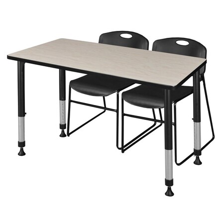 Tables > Height Adjustable > Rectangular Table & Chair Sets, 48 W, 30 L, 23-34 H, Maple