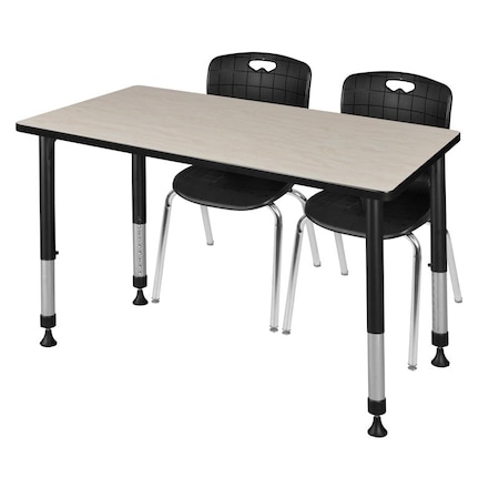 Tables > Height Adjustable > Rectangular Table & Chair Sets, 48 W, 30 L, 23-34 H, Maple