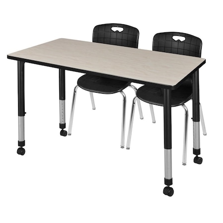 Tables > Height Adjustable > Rectangular Mobile Table & Chair Sets, 48 W, 30 L, 23-34 H, Maple