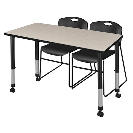 Tables > Height Adjustable > Rectangular Mobile Table & Chair Sets, 48 W, 30 L, 23-34 H, Maple