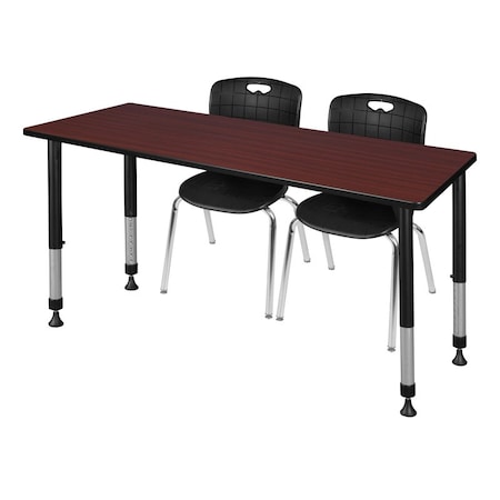 Tables > Height Adjustable > Rectangular Table & Chair Sets, 60 W, 24 L, 23-34 H, Mahogany