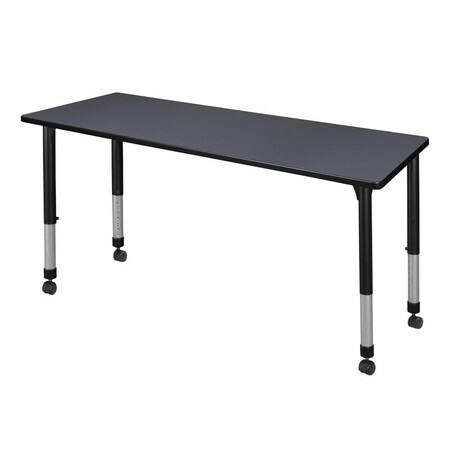 Rectangular Mobile Tables, 60 W, 24 L, 23-34 H, Wood, Metal, Grey