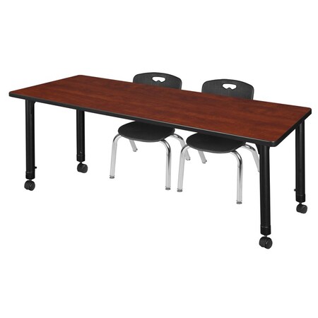 Tables > Height Adjustable > Rectangular Mobile Table & Chair Sets, 60 W, 24 L, 23-34 H, Cherry