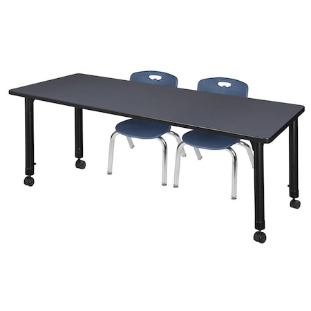 Tables > Height Adjustable > Rectangular Mobile Table & Chair Sets, 60 W, 24 L, 23-34 H, Grey