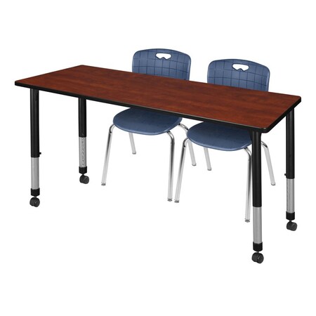 Tables > Height Adjustable > Rectangular Mobile Table & Chair Sets, 60 W, 30 L, 23-34 H, Cherry