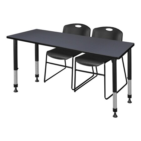 Tables > Height Adjustable > Rectangular Table & Chair Sets, 60 W, 30 L, 23-34 H, Grey