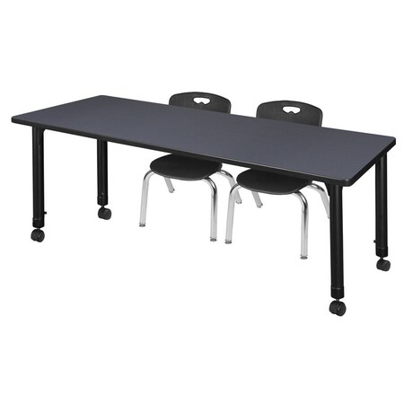Tables > Height Adjustable > Rectangular Mobile Table & Chair Sets, 60 W, 30 L, 23-34 H, Grey