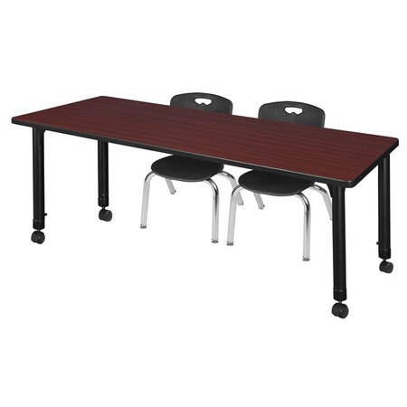 Tables > Height Adjustable > Rectangular Mobile Table & Chair Sets, 60 W, 30 L, 23-34 H, Mahogany