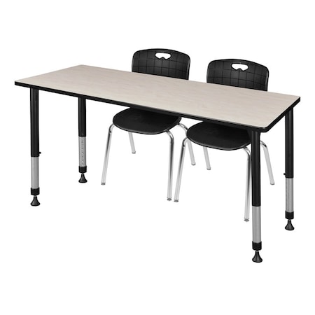 Tables > Height Adjustable > Rectangular Table & Chair Sets, 60 W, 30 L, 23-34 H, Maple