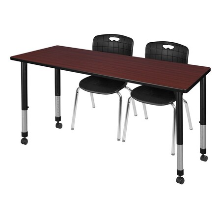 Tables > Height Adjustable > Rectangular Mobile Table & Chair Sets, 60 W, 30 L, 23-34 H, Mahogany