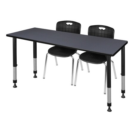 Tables > Height Adjustable > Rectangular Table & Chair Sets, 66 W, 24 L, 23-34 H, Grey
