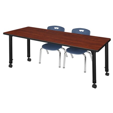 Tables > Height Adjustable > Rectangular Mobile Table & Chair Sets, 66 W, 30 L, 23-34 H, Cherry