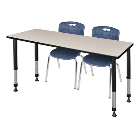 Tables > Height Adjustable > Rectangular Table & Chair Sets, 66 W, 24 L, 23-34 H, Maple