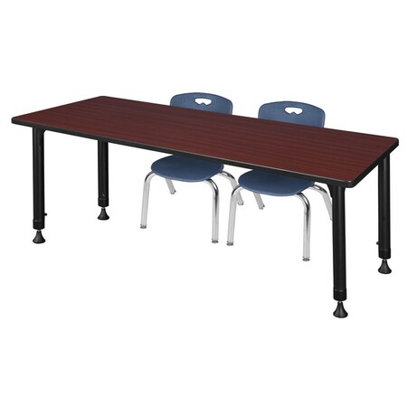 Tables > Height Adjustable > Rectangular Table & Chair Sets, 66 W, 30 L, 23-34 H, Mahogany