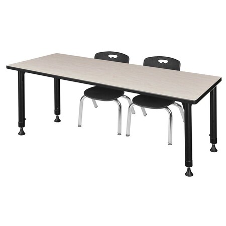 Tables > Height Adjustable > Rectangular Table & Chair Sets, 66 W, 30 L, 23-34 H, Maple