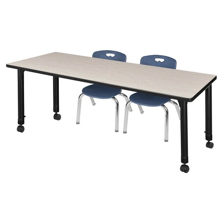 Tables > Height Adjustable > Rectangular Mobile Table & Chair Sets, 72 W, 24 L, 23-34 H, Maple