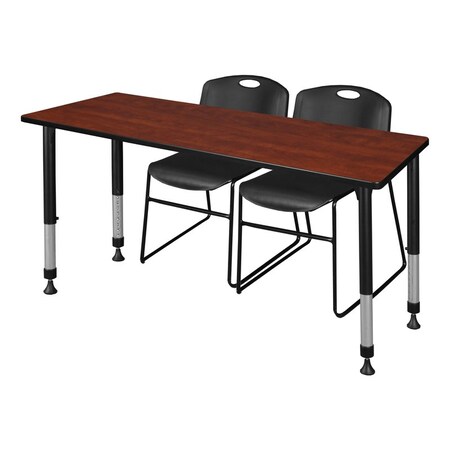 Tables > Height Adjustable > Rectangular Table & Chair Sets, 72 W, 30 L, 23-34 H, Cherry