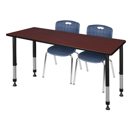 Tables > Height Adjustable > Rectangular Table & Chair Sets, 72 W, 30 L, 23-34 H, Mahogany