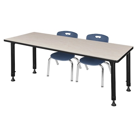 Tables > Height Adjustable > Rectangular Table & Chair Sets, 72 W, 30 L, 23-34 H, Maple