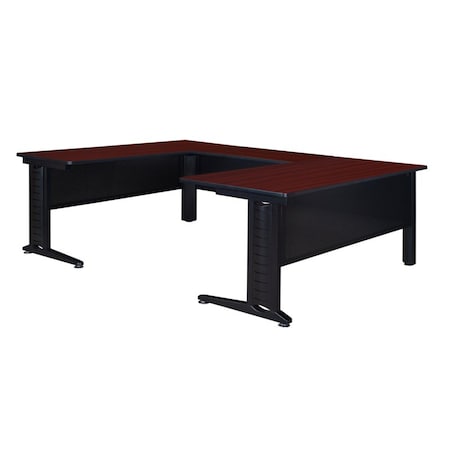 Fusion U-Desk Shells, 96 D X 29 H, 66 W X Wood, Metal, Mahogany