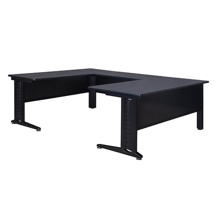 Fusion U-Desk Shells, 96 D X 29 H, 72 W X Wood, Metal, Grey