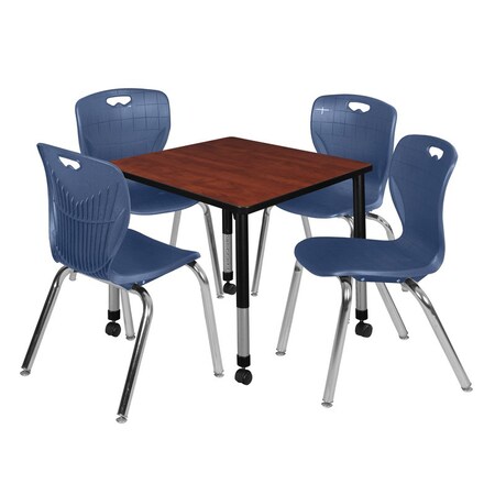 Tables > Height Adjustable > Square Mobile Table & Chair Sets, 30 W, 30 L, 23-34 H, Cherry