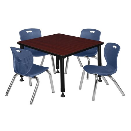 Tables > Height Adjustable > Square Table & Chair Sets, 30 W, 30 L, 23-37 H, Mahogany