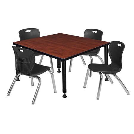 Tables > Height Adjustable > Square Table & Chair Sets, 30 W, 30 L, 23-35 H, Cherry