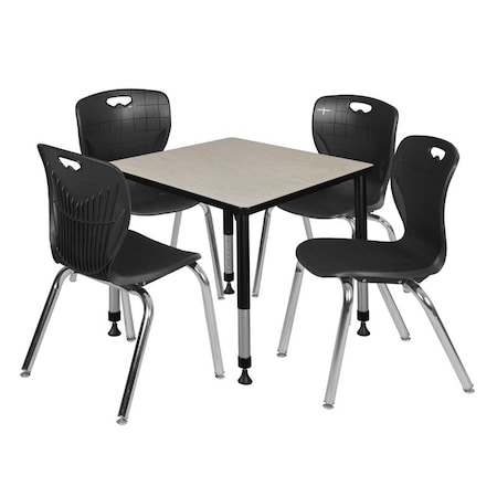 Tables > Height Adjustable > Square Table & Chair Sets, 30 W, 30 L, 23-39 H, Maple